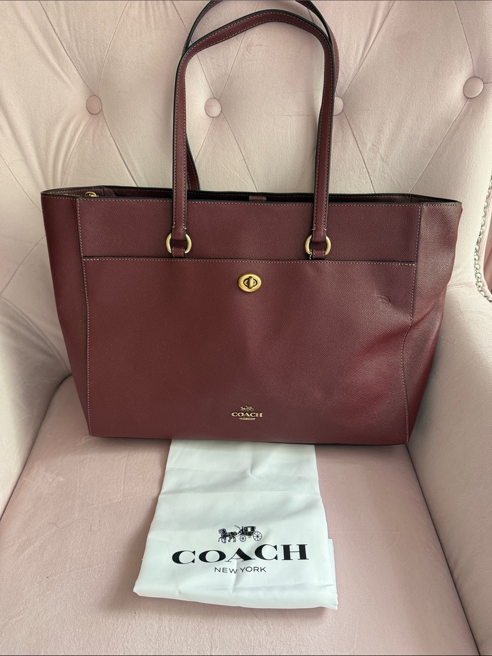 COACH Burgundy Leather Folio Tote Bag 78246